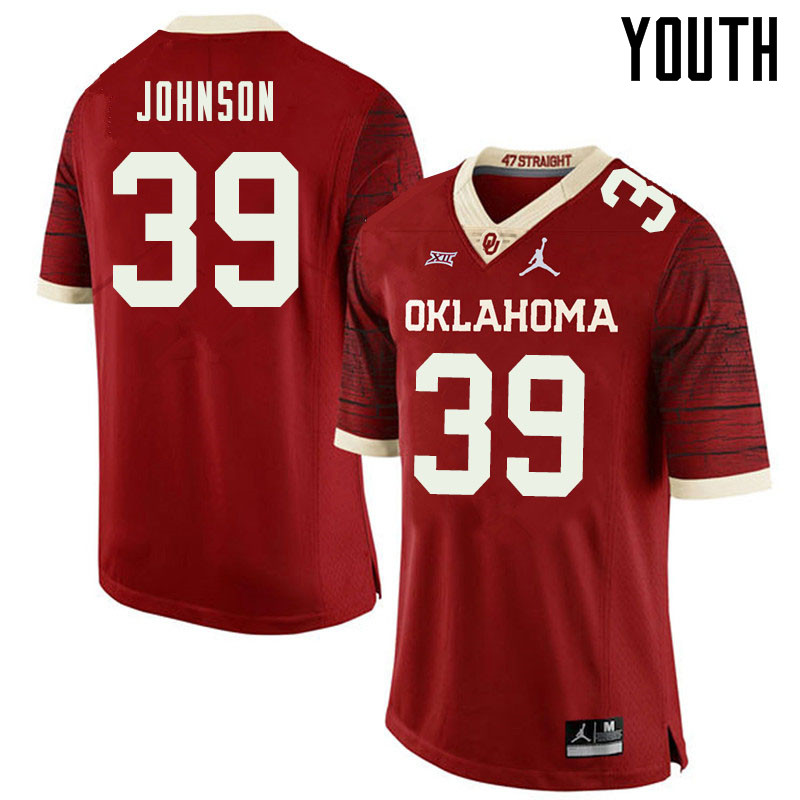 Jordan Brand Youth #39 Stephen Johnson Oklahoma Sooners College Football Jerseys Sale-Retro